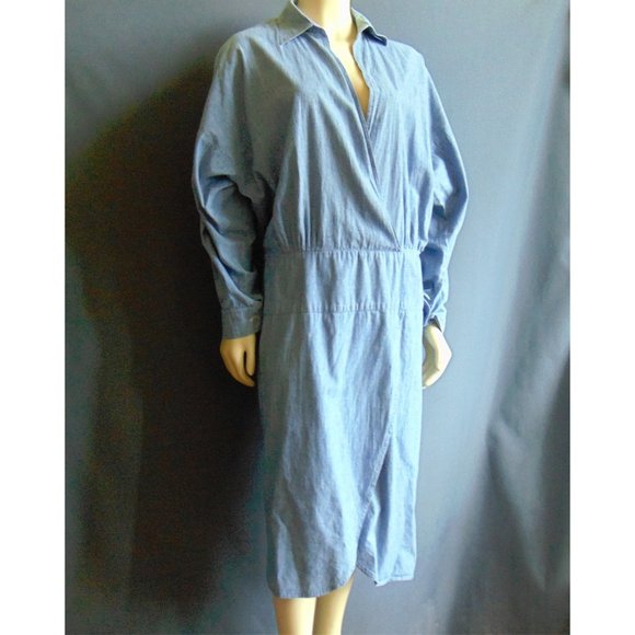 Norma Kamali Dresses & Skirts - Norma Kamali 80s Vintage Blue Chambray Dress M